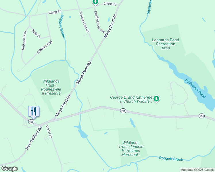 map of restaurants, bars, coffee shops, grocery stores, and more near 47 Walnut Plain Road in Rochester