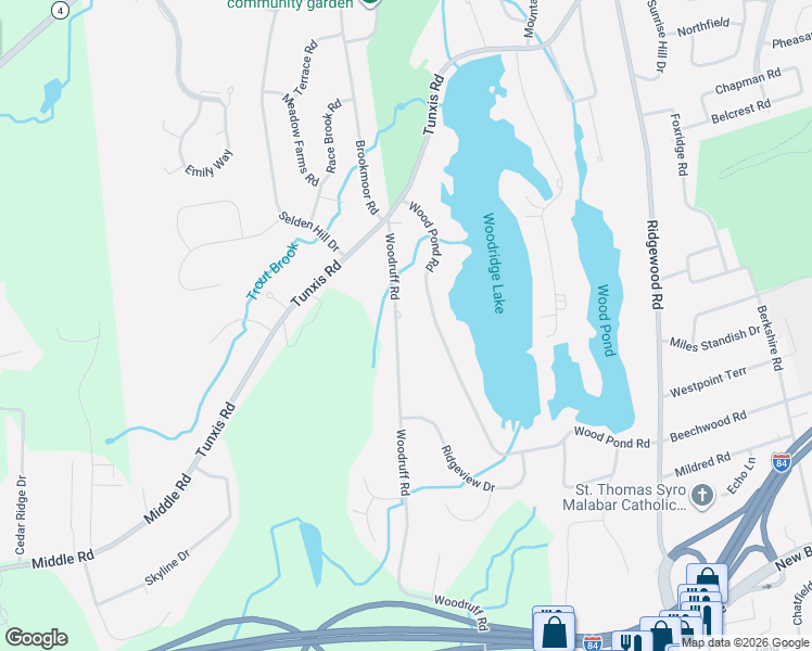 map of restaurants, bars, coffee shops, grocery stores, and more near 23 Woodruff Road in Farmington