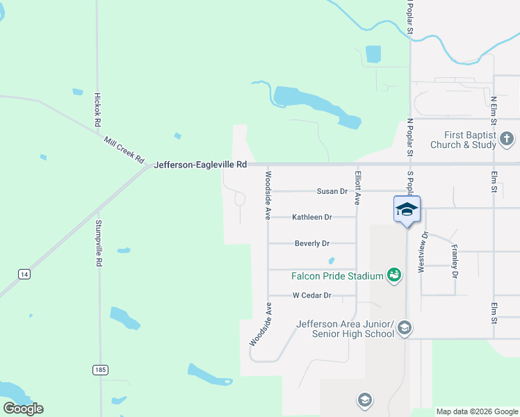 map of restaurants, bars, coffee shops, grocery stores, and more near 407 Kathleen Drive in Jefferson