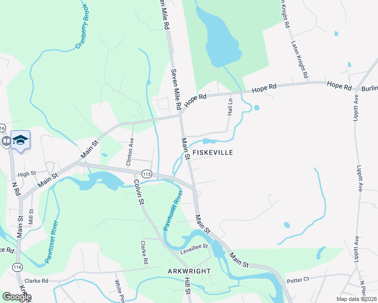 map of restaurants, bars, coffee shops, grocery stores, and more near 291 Main Street in Coventry