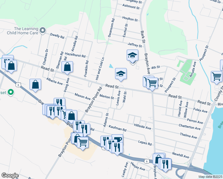 map of restaurants, bars, coffee shops, grocery stores, and more near 14 Merton Street in Somerset