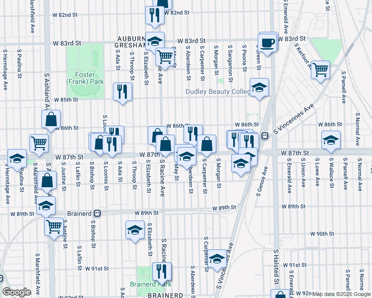 map of restaurants, bars, coffee shops, grocery stores, and more near in Chicago