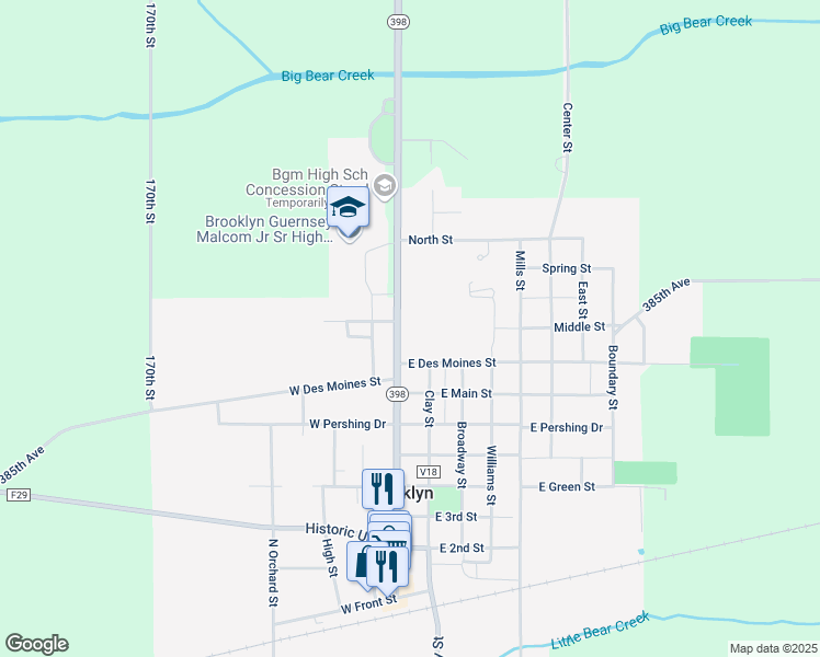 map of restaurants, bars, coffee shops, grocery stores, and more near 801-899 State Highway 398 in Brooklyn
