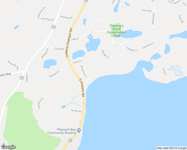 map of restaurants, bars, coffee shops, grocery stores, and more near 39 Towhee Lane in Orleans