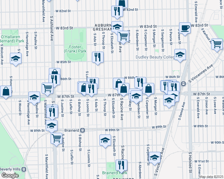 map of restaurants, bars, coffee shops, grocery stores, and more near in Chicago