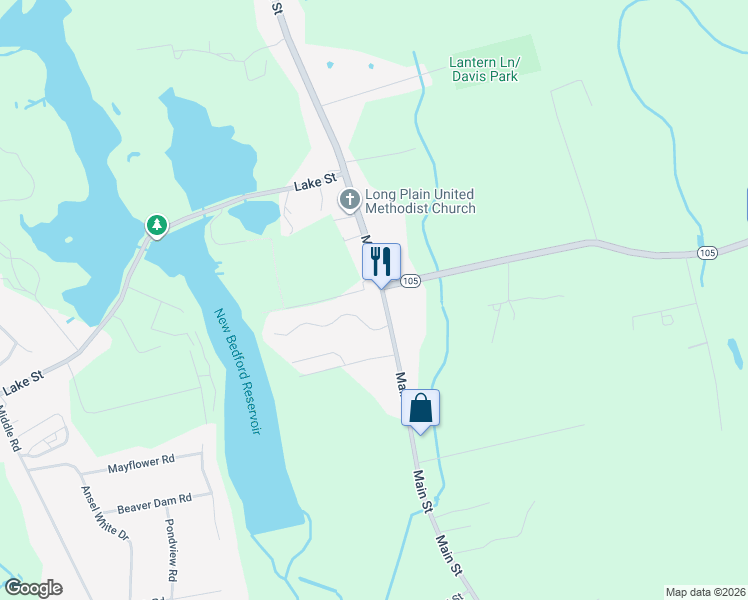 map of restaurants, bars, coffee shops, grocery stores, and more near 1341 North Main Street in Acushnet
