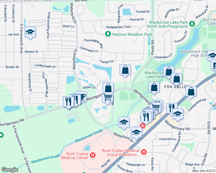 map of restaurants, bars, coffee shops, grocery stores, and more near 2003 Montgomery Road in Aurora