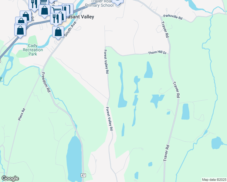 map of restaurants, bars, coffee shops, grocery stores, and more near 208 Forest Valley Road in Pleasant Valley