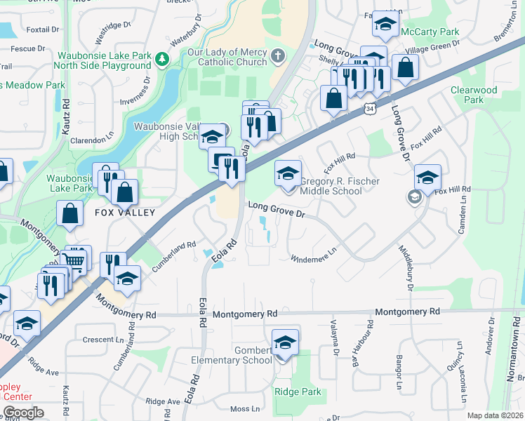 map of restaurants, bars, coffee shops, grocery stores, and more near 826 Terrace Lake Drive in Aurora