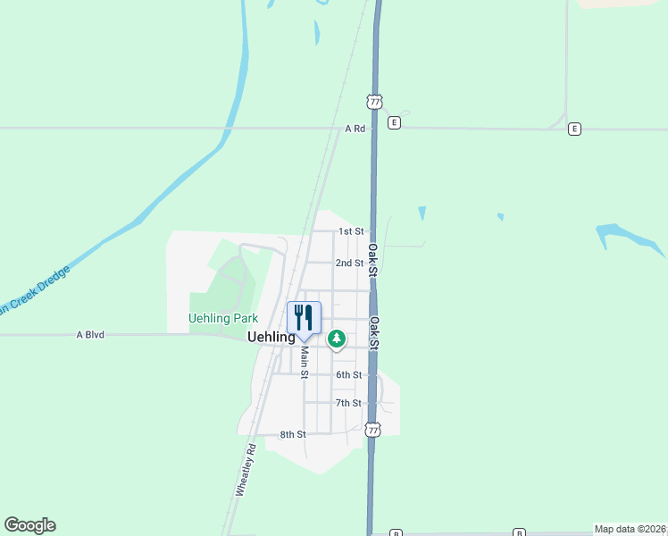 map of restaurants, bars, coffee shops, grocery stores, and more near in Uehling