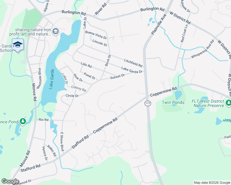 map of restaurants, bars, coffee shops, grocery stores, and more near 43 Woodside Drive in Farmington