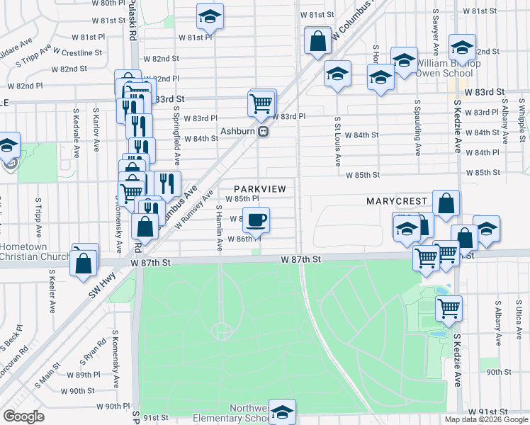 map of restaurants, bars, coffee shops, grocery stores, and more near in Chicago