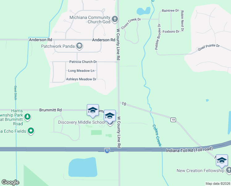 map of restaurants, bars, coffee shops, grocery stores, and more near 52119 Ash Road in Granger