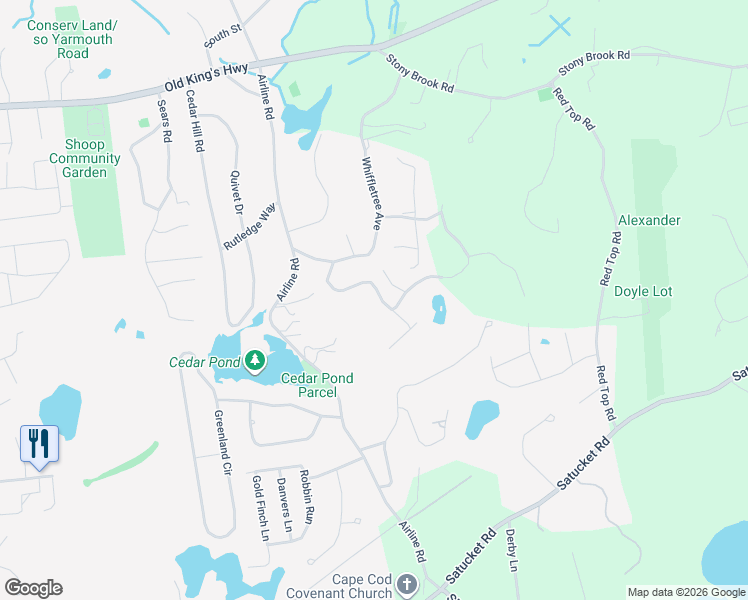 map of restaurants, bars, coffee shops, grocery stores, and more near 74 Wildwood Road in Brewster