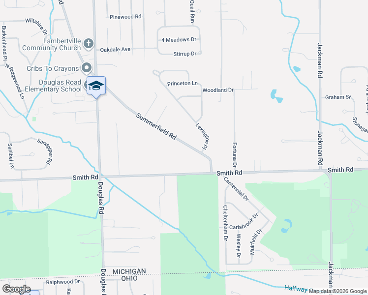 map of restaurants, bars, coffee shops, grocery stores, and more near 6726 Summerfield Road in Temperance