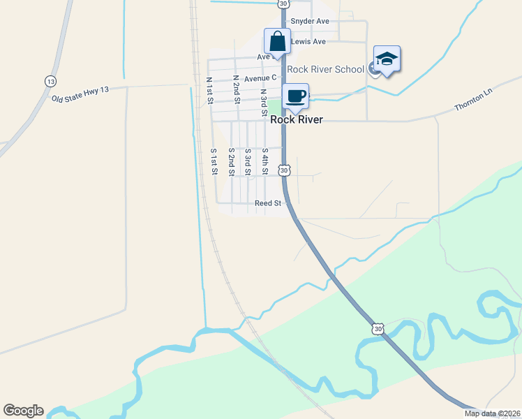 map of restaurants, bars, coffee shops, grocery stores, and more near Reed Street in Rock River