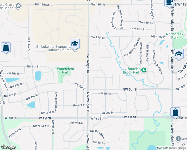 map of restaurants, bars, coffee shops, grocery stores, and more near 4005 Northwest 7th Street in Ankeny