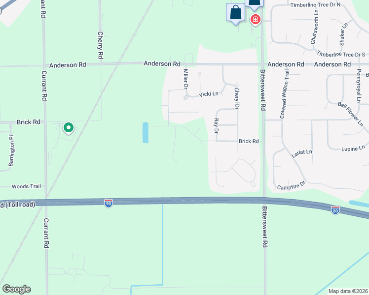 map of restaurants, bars, coffee shops, grocery stores, and more near 12851 Cleveland Road in Granger