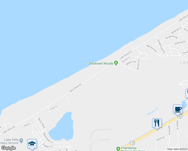 map of restaurants, bars, coffee shops, grocery stores, and more near 1400 Lake Shore Drive in Long Beach
