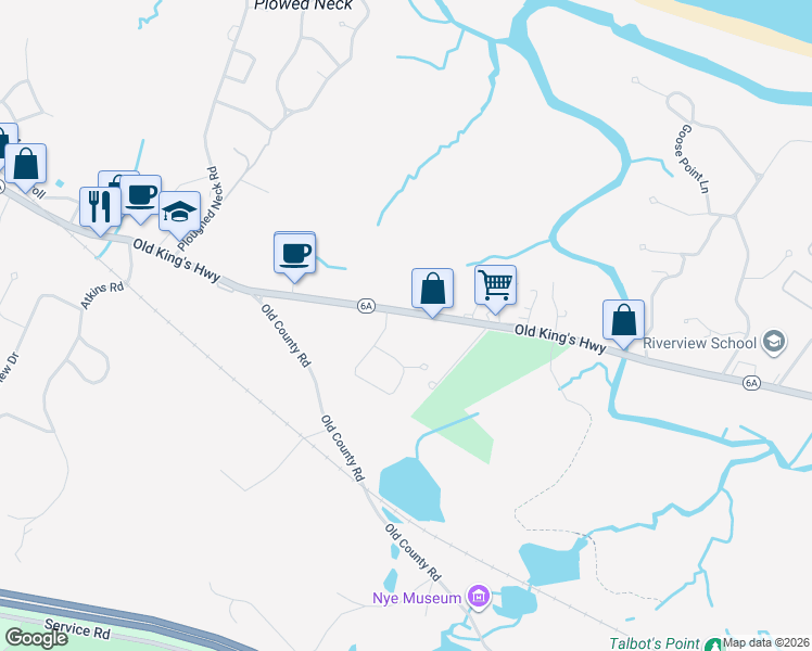 map of restaurants, bars, coffee shops, grocery stores, and more near 478 Massachusetts 6A in Sandwich