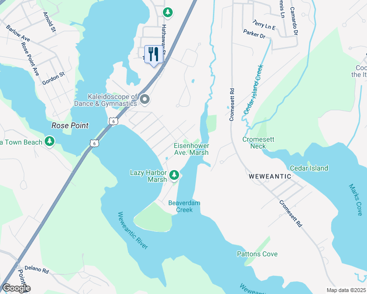 map of restaurants, bars, coffee shops, grocery stores, and more near 27 Briarwood Drive in Wareham