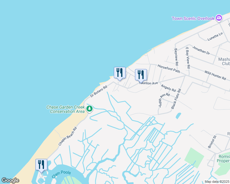 map of restaurants, bars, coffee shops, grocery stores, and more near 14 Squadrilli Way in Dennis