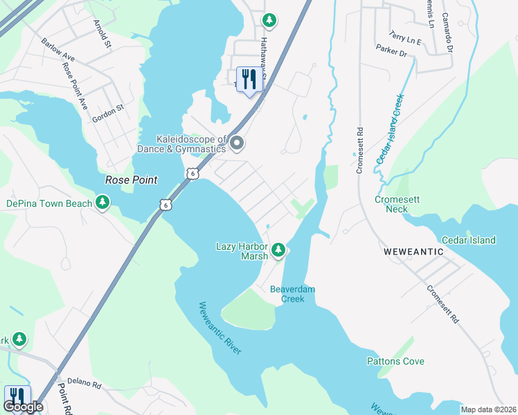 map of restaurants, bars, coffee shops, grocery stores, and more near 38 Lincoln HWY in Wareham
