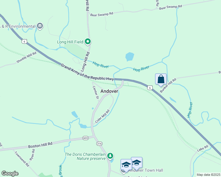 map of restaurants, bars, coffee shops, grocery stores, and more near in Andover