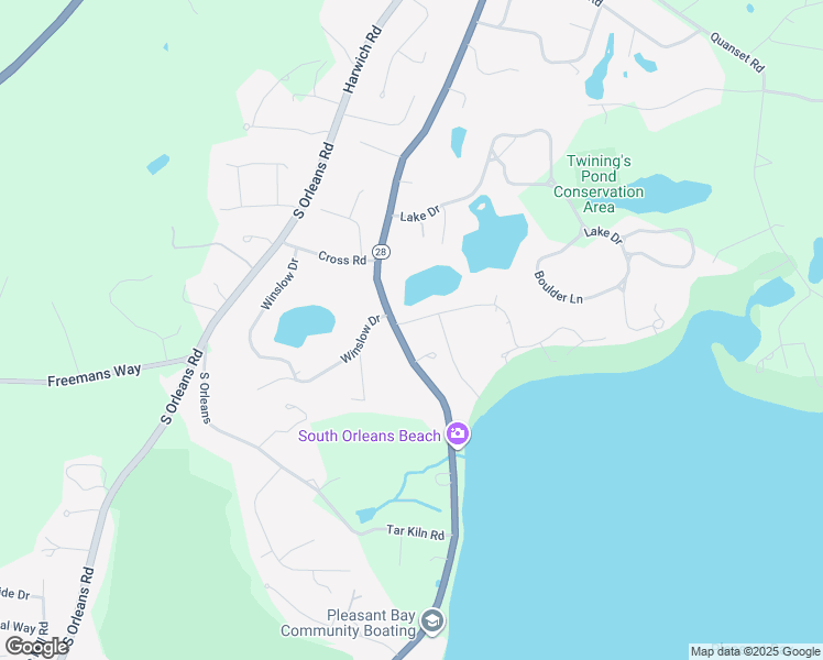 map of restaurants, bars, coffee shops, grocery stores, and more near 5 Towhee Lane in Orleans