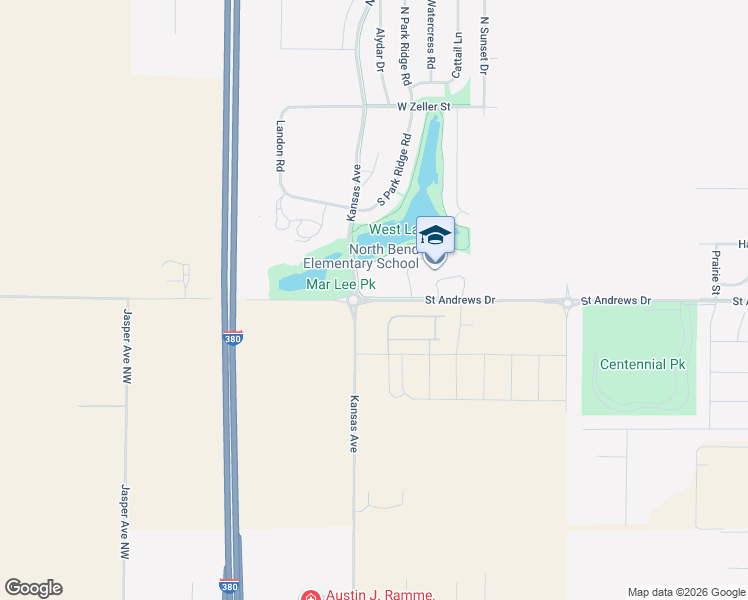 map of restaurants, bars, coffee shops, grocery stores, and more near 3001 Saint Andrews Drive in North Liberty