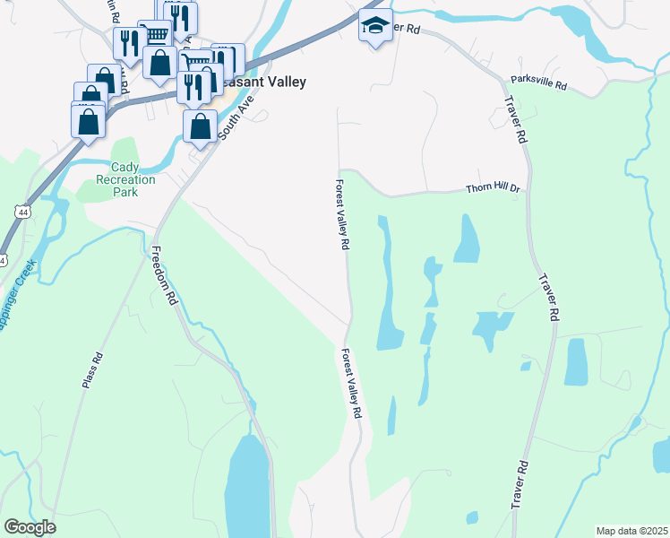 map of restaurants, bars, coffee shops, grocery stores, and more near 233 Forest Valley Road in Pleasant Valley