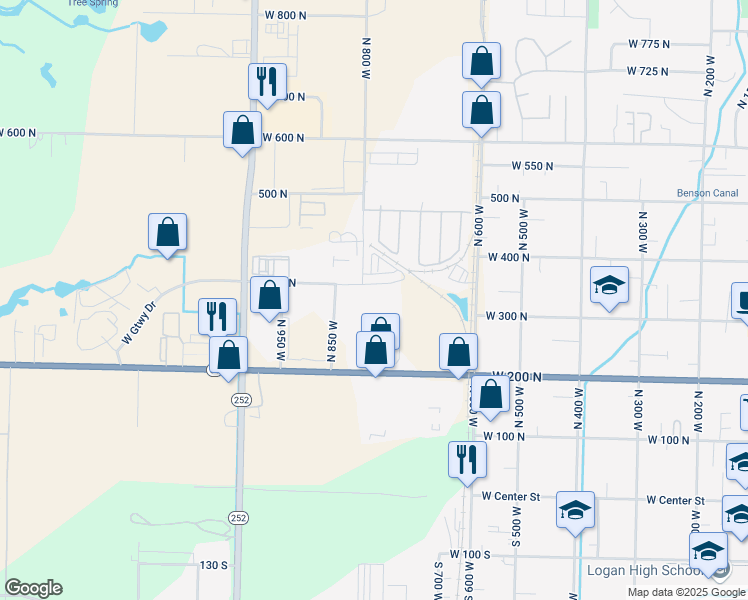 map of restaurants, bars, coffee shops, grocery stores, and more near in Logan