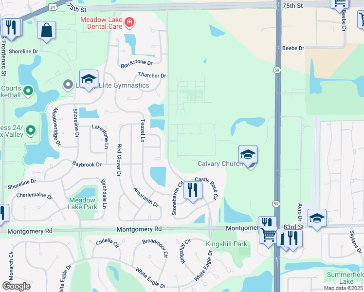 map of restaurants, bars, coffee shops, grocery stores, and more near 1012 Sundew Court in Aurora