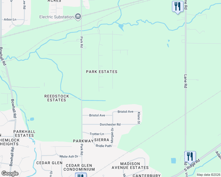 map of restaurants, bars, coffee shops, grocery stores, and more near 397 Morgan Drive in Painesville