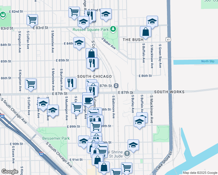 map of restaurants, bars, coffee shops, grocery stores, and more near in Chicago