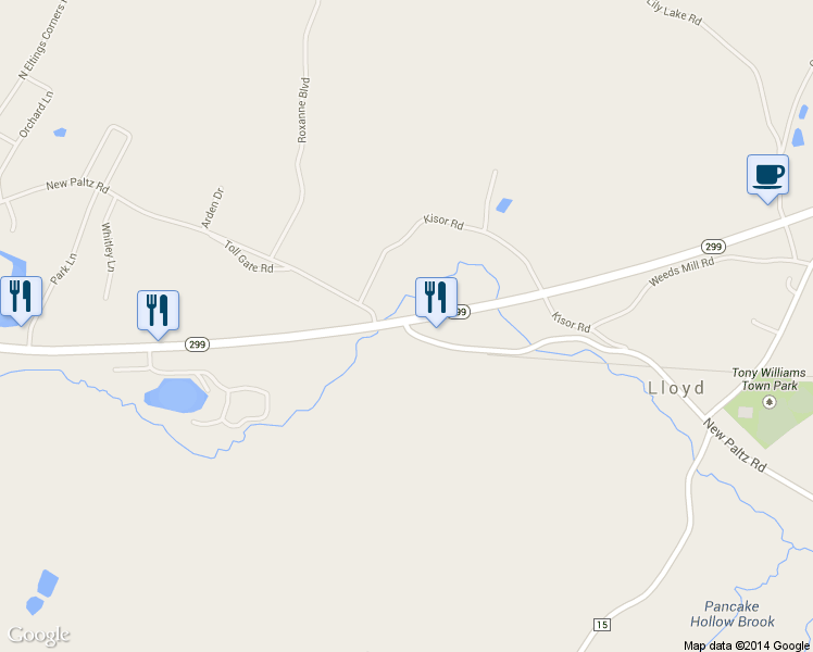 map of restaurants, bars, coffee shops, grocery stores, and more near 658 Highland-Lloyd Road in Highland