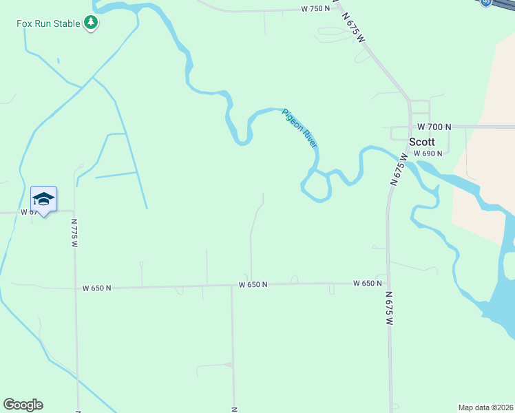 map of restaurants, bars, coffee shops, grocery stores, and more near 7165 West 650 North in Shipshewana