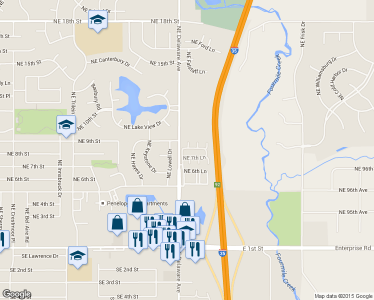 map of restaurants, bars, coffee shops, grocery stores, and more near 1119 Northeast 8th Lane in Ankeny