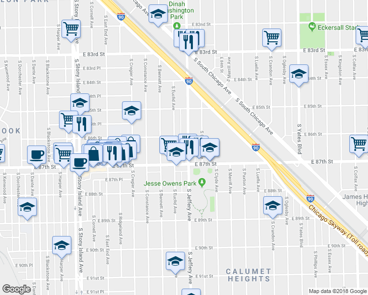 map of restaurants, bars, coffee shops, grocery stores, and more near in Chicago