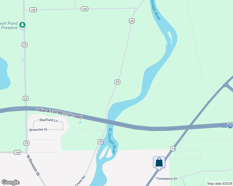 map of restaurants, bars, coffee shops, grocery stores, and more near 52158 County Road 25 in Bristol