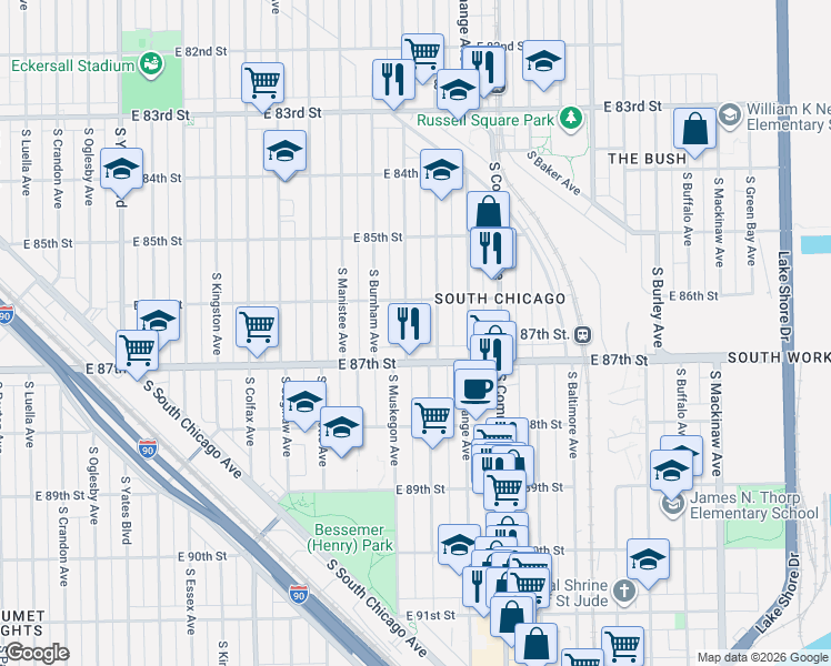 map of restaurants, bars, coffee shops, grocery stores, and more near in Chicago