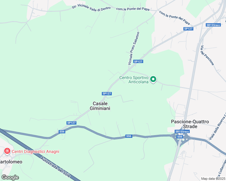 map of restaurants, bars, coffee shops, grocery stores, and more near 21 Vicinale Prato Sabatino in Provincia di Frosinone
