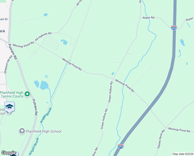 map of restaurants, bars, coffee shops, grocery stores, and more near 174 Moosup Pond Road in Plainfield