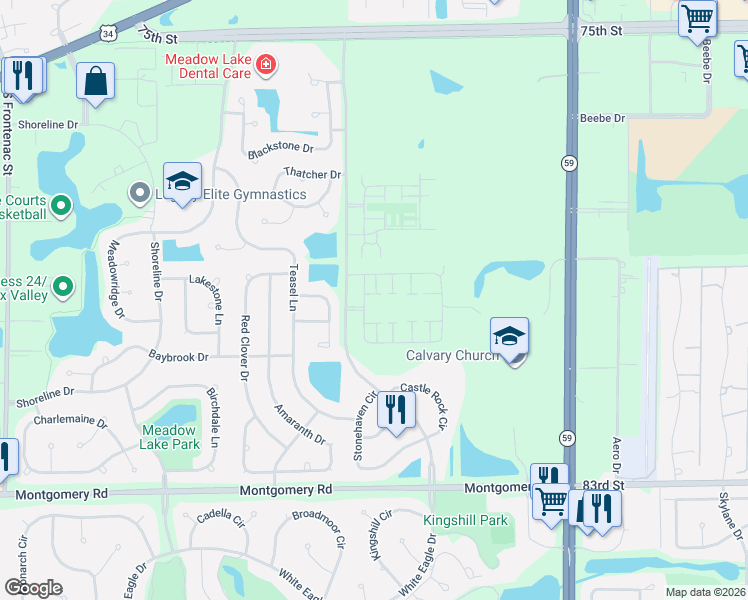 map of restaurants, bars, coffee shops, grocery stores, and more near 972 Sundew Court in Aurora