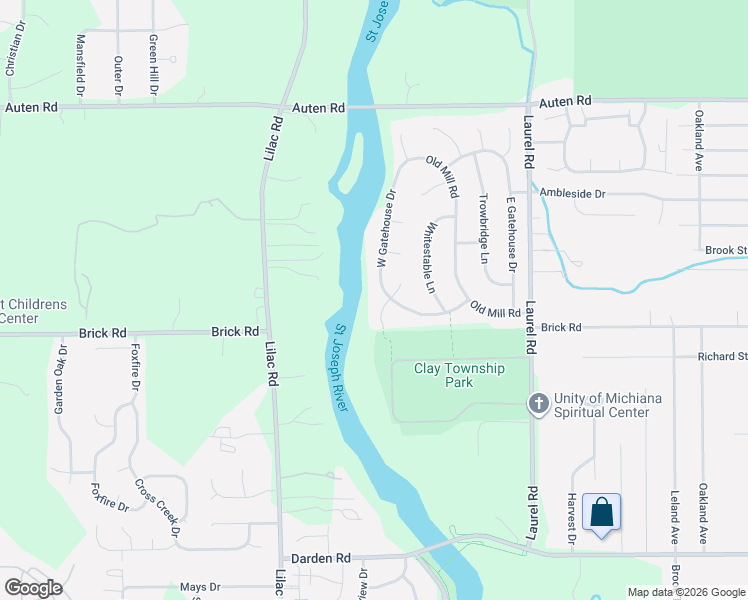 map of restaurants, bars, coffee shops, grocery stores, and more near V Aline Court in South Bend