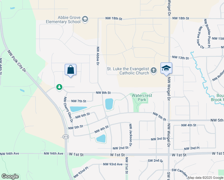 map of restaurants, bars, coffee shops, grocery stores, and more near 4712 Northwest 8th Street in Ankeny