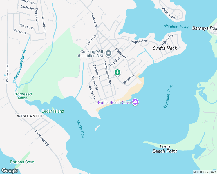 map of restaurants, bars, coffee shops, grocery stores, and more near 3 Everett Avenue in Wareham