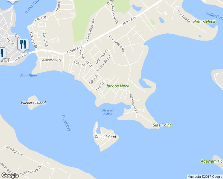 map of restaurants, bars, coffee shops, grocery stores, and more near 28 Woodbury Street in Wareham