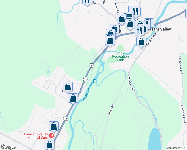 map of restaurants, bars, coffee shops, grocery stores, and more near 48 Wilbur Road in Pleasant Valley