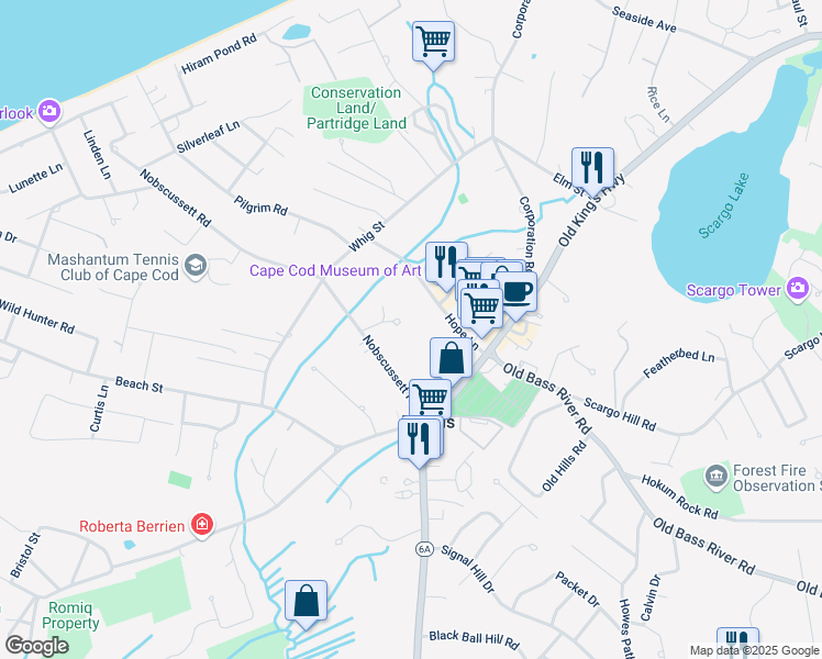 map of restaurants, bars, coffee shops, grocery stores, and more near 20 Deacon Joseph Lane in Dennis